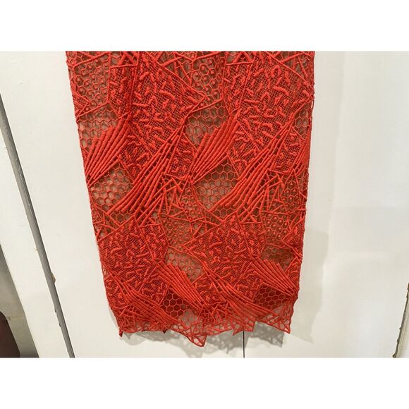 Manning Cartell Dress Red Lace sheath Medium Midi Gallery View Embroidered - Picture 13 of 16